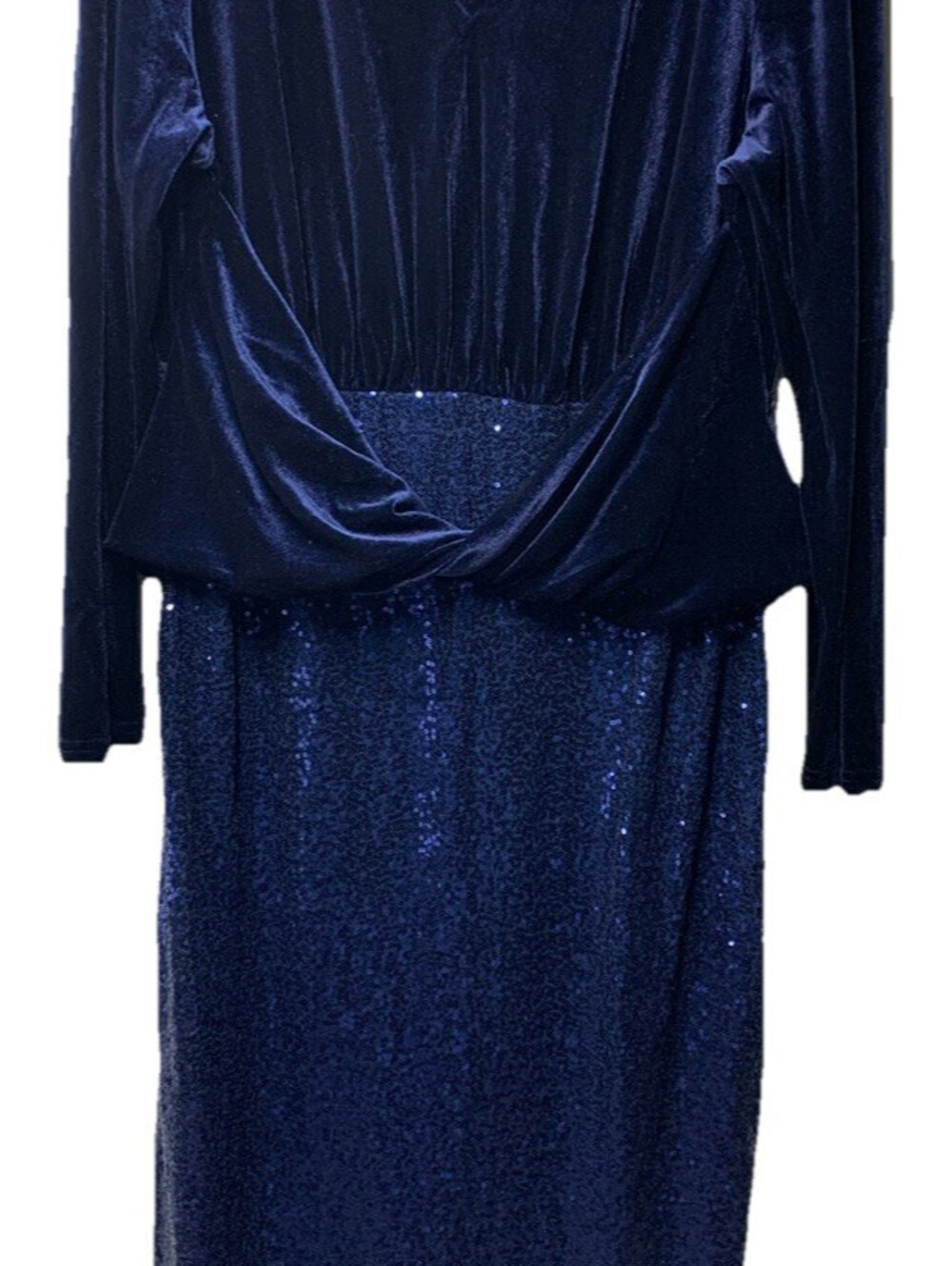 Hanna Nikole Women's Plus Size Velvet Side Slit Sequin Dress V Neck - Size 18W